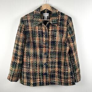 Vintage Chadwicks Plaid Tweed Blazer Jacket Womens 10 Academia Funky Retro